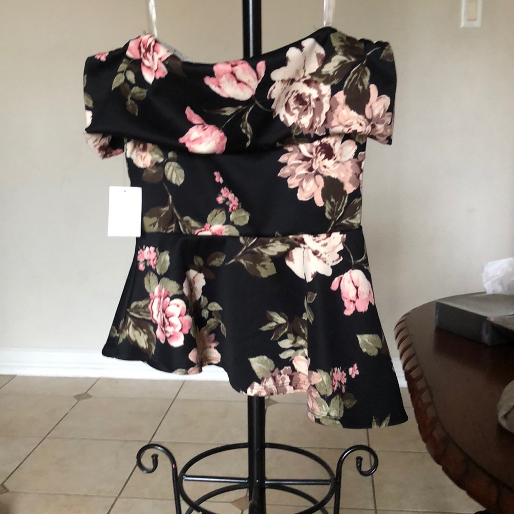 asymmetric floral top